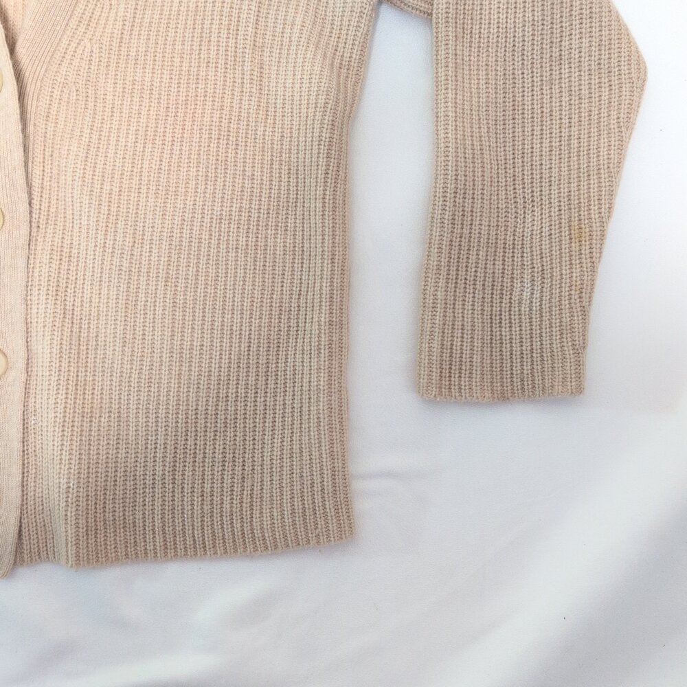 Vince Cashmere Blend Tan Ribbed Button Cardigan M - Picture 6 of 10